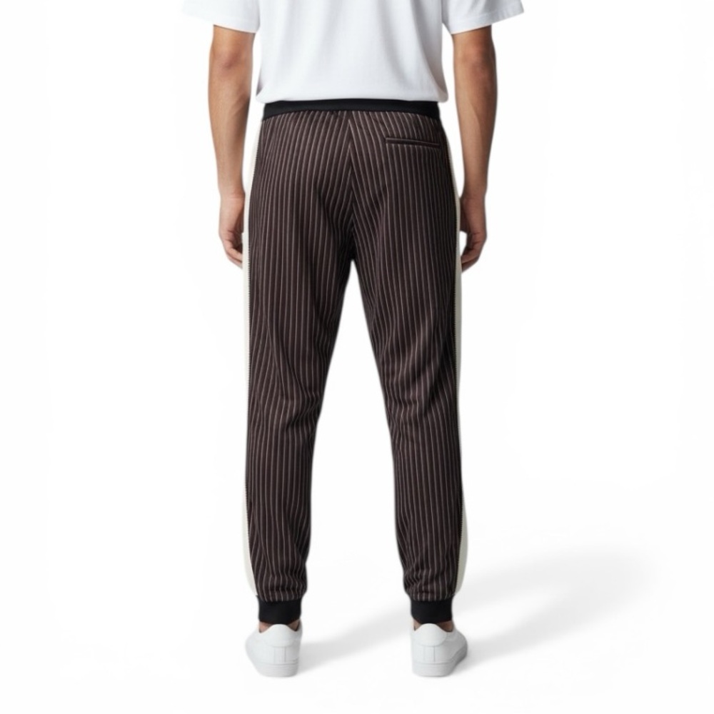 Versace Men's Black Pinstripe Track Pants with Side Stripe Size Large - Picture 3 of 7